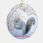 Leuke Eekhoorn Wildlife Sneeuwscène bij Kerstmis Keramisch Ornament (Links)
