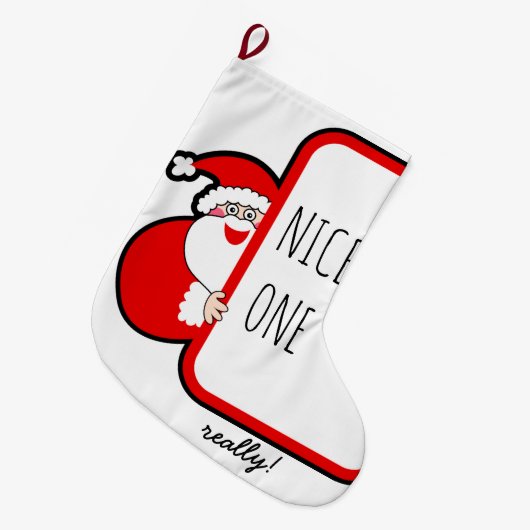 Leuke Een Typografie Kerst Kous Grappige Kerstman Grote Kerstsok (Voorkant (Hangend))