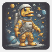 Leuke eend astronaut in de ruimte met planeten, gr