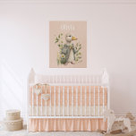 Leuke eend gepersonaliseerd huis kinderkamer decor imitatie canvas print<br><div class="desc">Rustige houthakkerseend,  gekleed in een geveegde drijvende overjas met bloemaccenten overal. Voeg uw keus van naam toe om zich te personaliseren. Gewoon zo lief.</div>