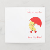 Leuke eend met speeldatum afspraak kaart (Buitenkant ongevouwen)