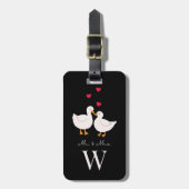 Leuke Eenden Mr & Mrs Paar Pas getrouwd Monogram Bagagelabel (Voorkant verticaal)