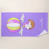 Leuke Eenhoorn aangepaste naam strand handdoek (Voorkant)