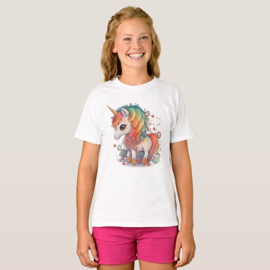 leuke eenhoorn art meisjes t-shirts (Voorkant volledig)