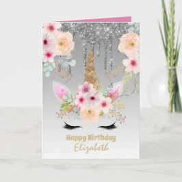 Leuke Eenhoorn Fantasy  Meisje Zilver Roze Naam Kaart