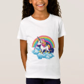 Leuke Eenhoorn - Gelukkig vliegen door regenboog T-shirt (Voorkant)
