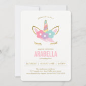 Leuke Eenhoorn Gezicht Meisjes Verjaardagsfeest Kaart (Voorkant)