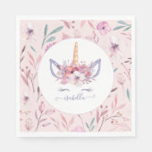 Leuke Eenhoorn gezicht waterverf party servetten (Voorkant)