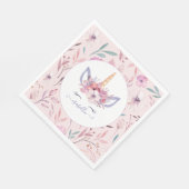 Leuke Eenhoorn gezicht waterverf party servetten (Hoek)