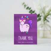 Leuke eenhoorn in hartvormige glazenDank u Briefkaart (Staand voorkant)