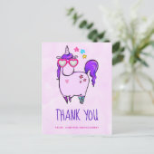 Leuke eenhoorn in hartvormige glazenDank u Briefkaart (Staand voorkant)