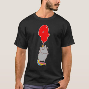 Leuke Eenhoorn Kat 4e Verjaardag Kinder Balloon Pa T-shirt