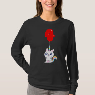 Leuke Eenhoorn Kat 4e Verjaardag Kinder Balloon Pa T-shirt