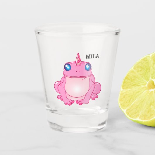 Leuke Eenhoorn kikker fantasie Shot Glas (Voorkant)