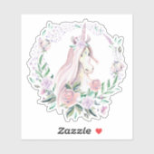 Leuke eenhoorn met bloemenkrans sticker (Vel)