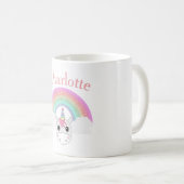 Leuke Eenhoorn met Glitter Regenboog en Aangepaste Koffiemok (Voorkant rechts)