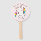 Leuke Eenhoorn met Leuke Sterren Verjaardag Handwaaier (Achterkant)