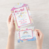 Leuke Eenhoorn Rainbow Baby shower All In One Uitnodiging (Afscheurbaar)