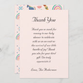 Leuke Eenhoorn Rainbow Baby shower Bedankkaart (Voorkant / Achterkant)