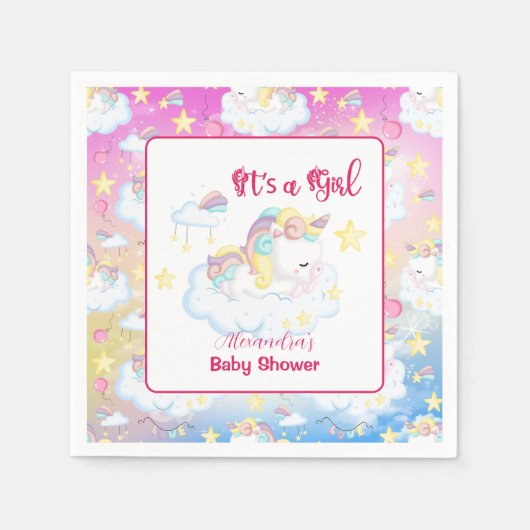 Leuke Eenhoorn Rainbow Baby shower Servet (Voorkant)