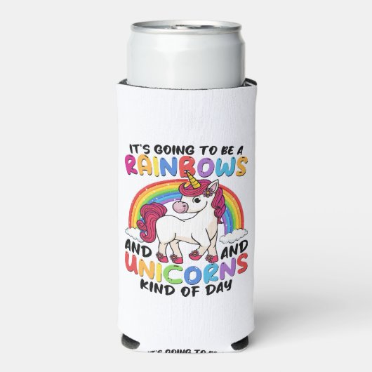 Leuke eenhoorn regenboog grappig seltzer blikjeskoeler (Seltzer Voorkant)