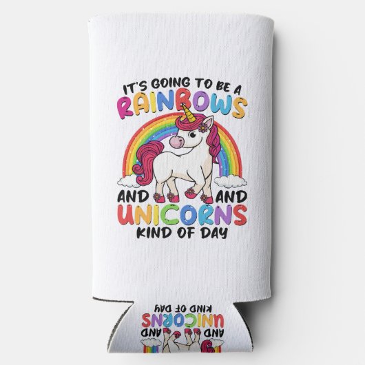 Leuke eenhoorn regenboog grappig seltzer blikjeskoeler (Achterkant)