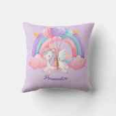 Leuke Eenhoorn Regenboog Kleurrijke Kinder Geperso Kussen (Achterkant)