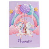 Leuke Eenhoorn Regenboog Kleurrijke Kinder Geperso Medium Cadeauzakje (Voorkant)