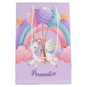 Leuke Eenhoorn Regenboog Kleurrijke Kinder Geperso Medium Cadeauzakje (Achterkant)
