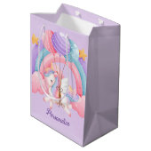 Leuke Eenhoorn Regenboog Kleurrijke Kinder Geperso Medium Cadeauzakje (Achterkant Gekanteld)