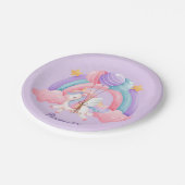 Leuke Eenhoorn Regenboog Kleurrijke Kinder Geperso Papieren Bordje (Gekanteld)
