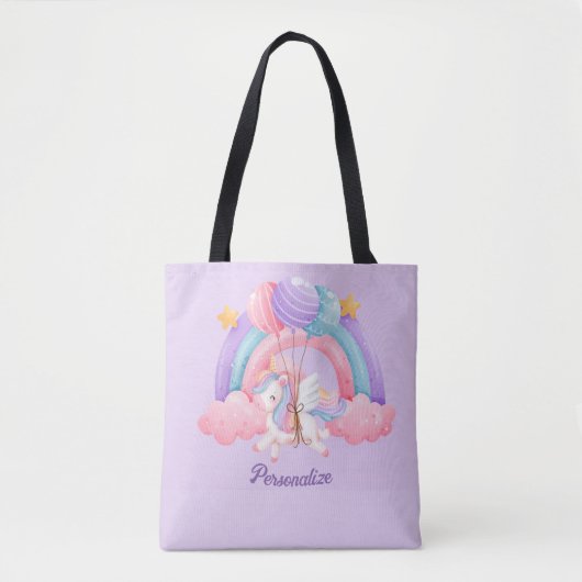 Leuke Eenhoorn Regenboog Kleurrijke Kinder Geperso Tote Bag (Voorkant)