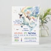 Leuke Eenhoorn Ride Prinses Meisje Verjaardagsfees Kaart (Staand voorkant)