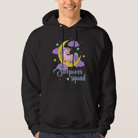 Leuke Eenhoorn Sleepover Squad Matching Slumber Pa Hoodie (Voorkant)