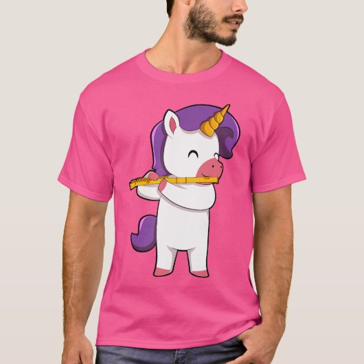 Leuke Eenhoorn Spelen Fluit T-shirt (Voorkant)