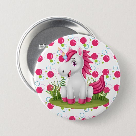 Leuke Eenhoorn Verjaardag Button Favor (Voorkant /achterkant)