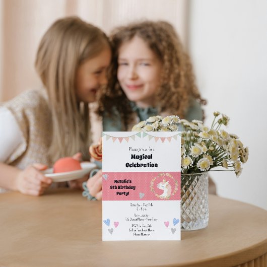 Leuke Eenhoorn Verjaardagsfeestuitnodiging Kaart