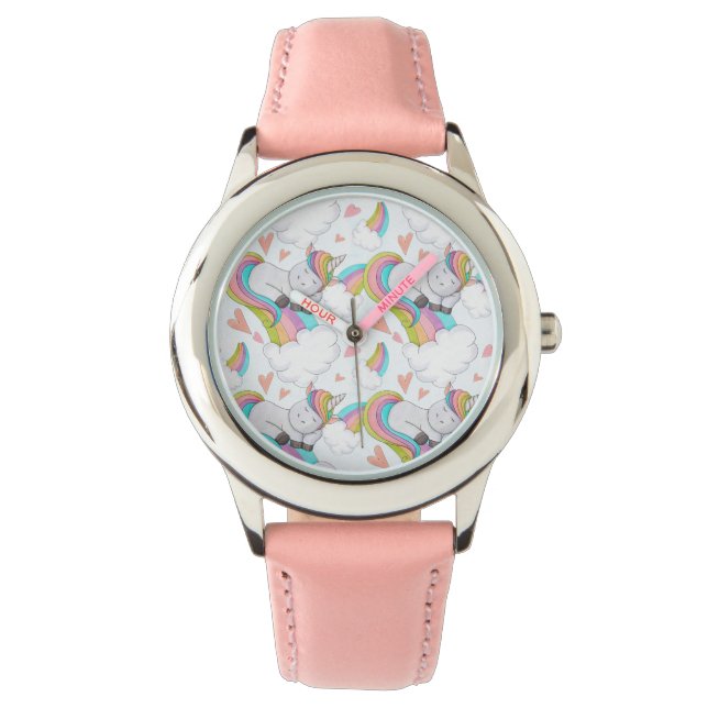 Leuke Eenhoorn Waterverf Horloge (Voorkant)