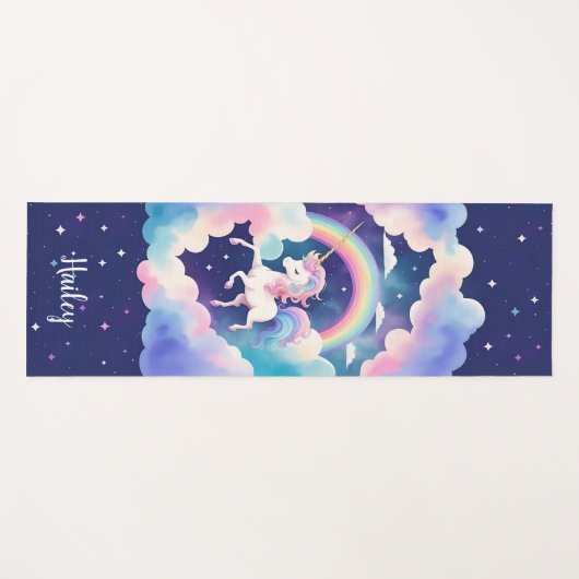 Leuke eenhoorn yoga mat met aangepaste naam (Voorkant (horizontaal))