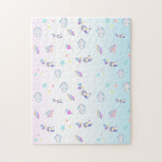 Leuke Eenhoornballon regenboog verjaardagsfeestje Legpuzzel (Verticaal)