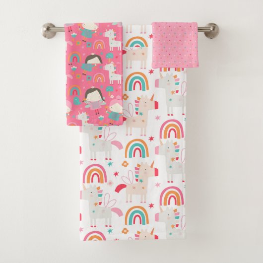 Leuke Eenhoorns Fairies Girly Patroon Bad Handdoek (Insitu)