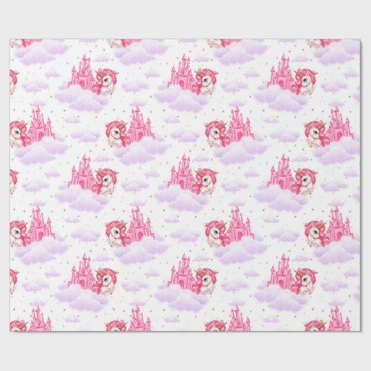 Leuke Eenhoorns Kerst Cadeaupapier (Vlak)