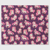 Leuke Eenhoorns Kerst Cadeaupapier (Vlak)