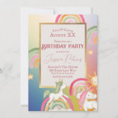 Leuke Eenhoorns op een Regenbogen en Sterren Kaart (Voorkant)