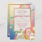 Leuke Eenhoorns op een Regenbogen en Sterren Kaart (Voorkant / Achterkant)