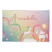 Leuke Eenhoorns op een Regenboog Kussensloop (Achterkant)