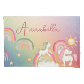 Leuke Eenhoorns op een Regenboog Kussensloop (Voorkant)