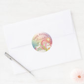 Leuke Eenhoorns op een Regenboog Ronde Sticker (Envelop)
