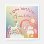 Leuke Eenhoorns op een Regenboog Servet (Voorkant)