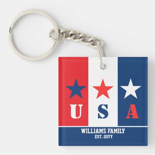 Leuke Eenvoudige Amerikaanse Vlag, Patriottische U Sleutelhanger (Voorkant)